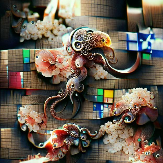 Japanese Style Octopus Illustration in 8K
