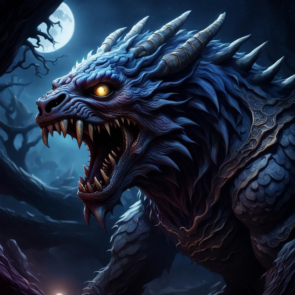 Terrifying Creature Emerges in Dark Fantasy Illustration