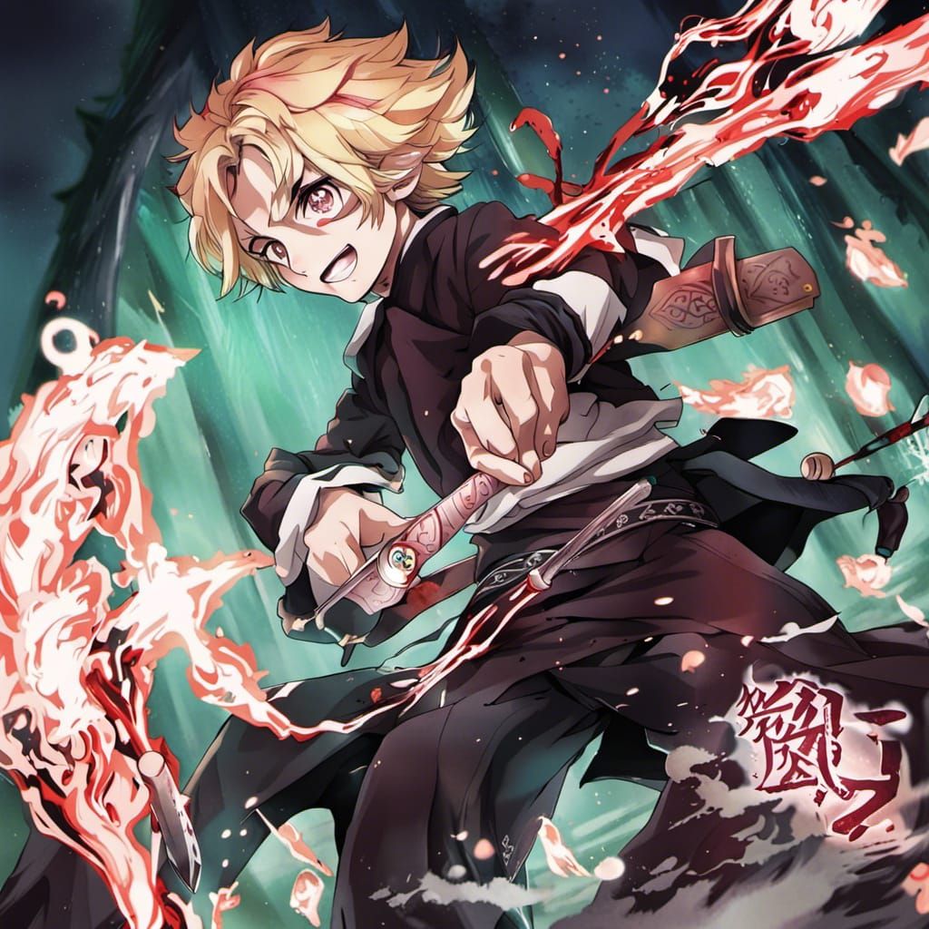 Anime Demon Slayer Character in Manga Style