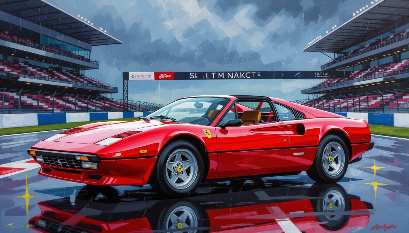 1970s Ferrari Targa Top in Red at Silverstone