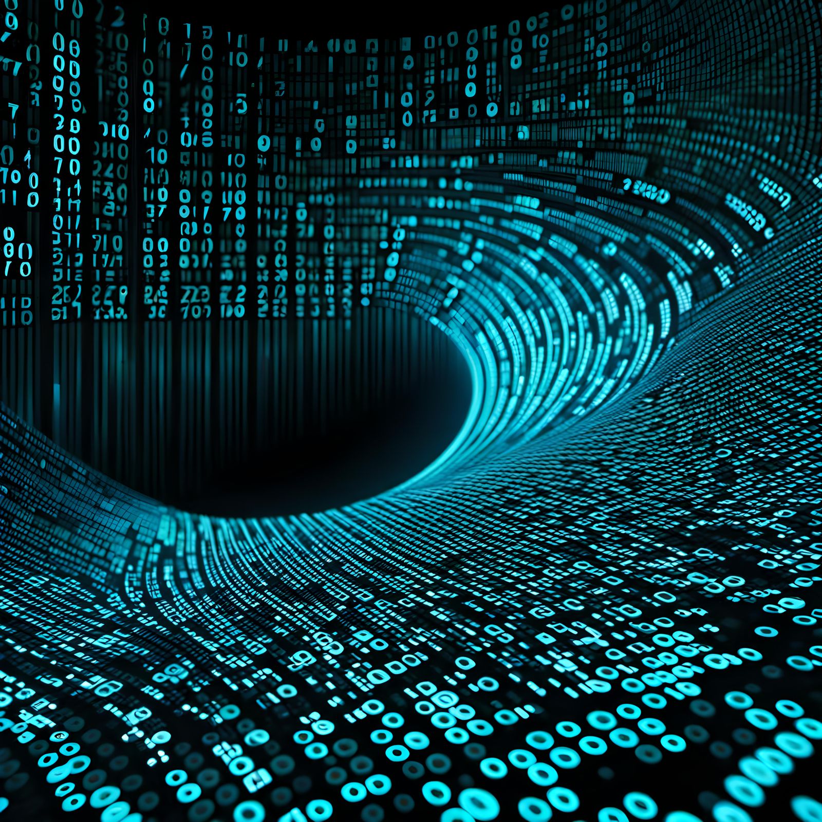 Futuristic Binary Code Wave Digital Artwork