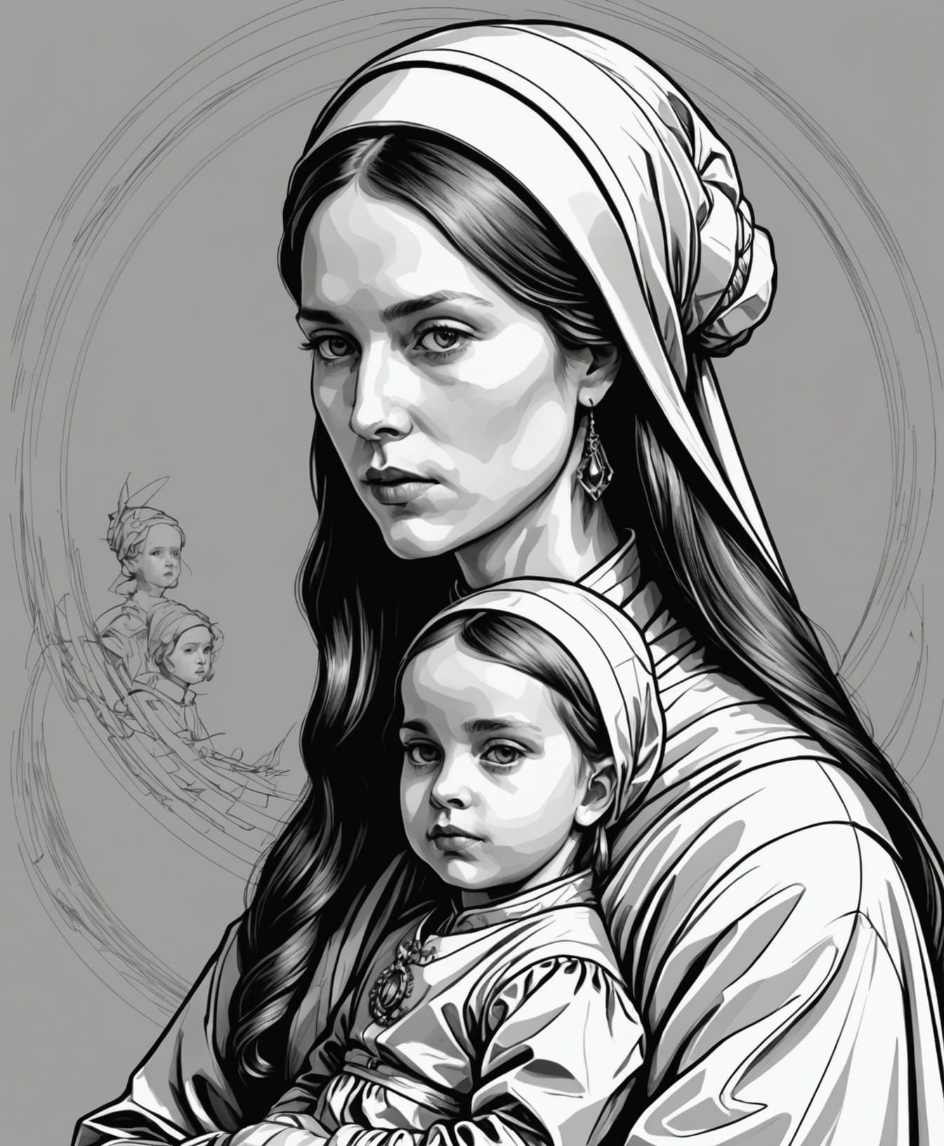 Child Portrait in Futurism Style by Hans Holbein