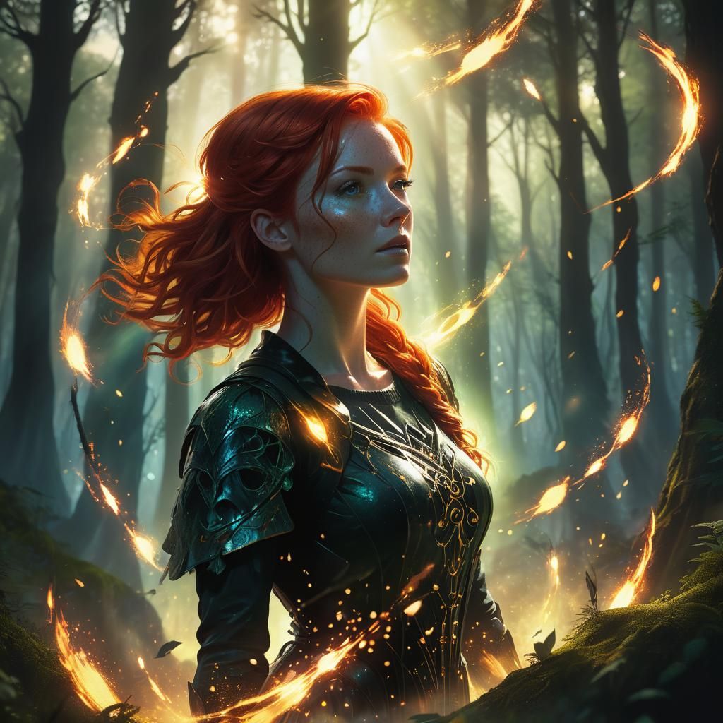 Redhead Silhouette with Magic Force Field