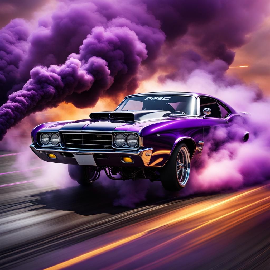 Thrilling Drag Race Scene in Detailed Matte Painting