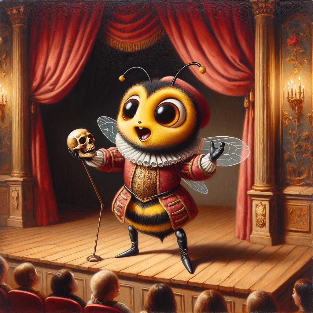 Bumblebee Hamlet in Romantic Era Oil Painting