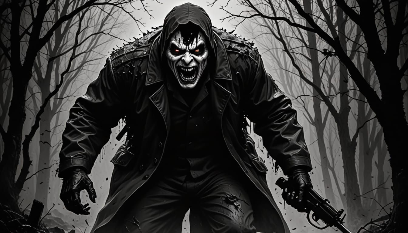 Monochrome Image Depicting a Scene of Terror