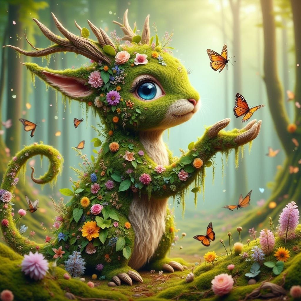 Whimsical Forest Sprite in Beatrix Potter Style