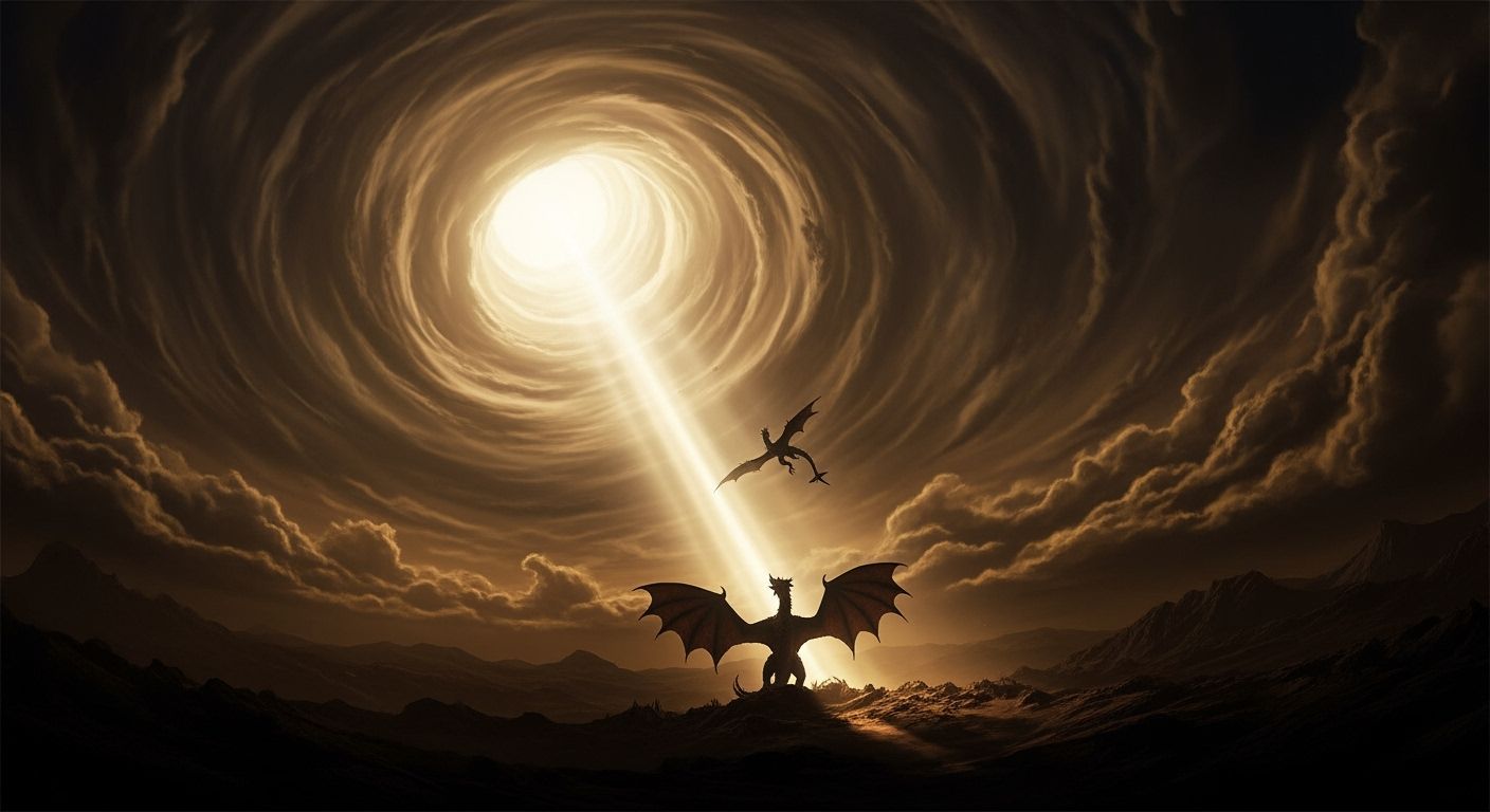 Dragons in Stormy Landscape: Cinematic Digital Art