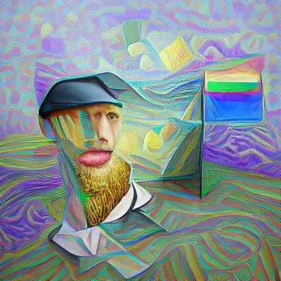 Surreal Holographic Portrait in Cubist Anime Style