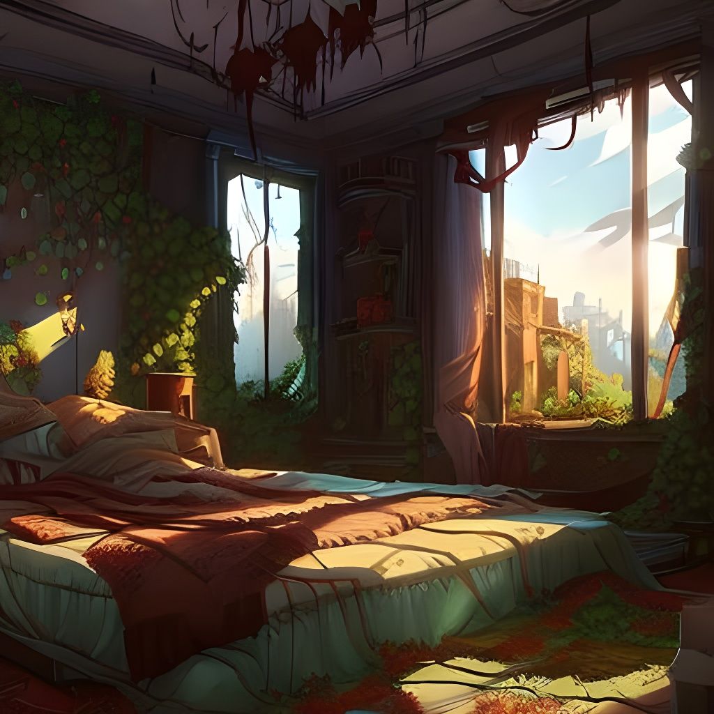 Overgrown Abandoned Bedroom with Vines