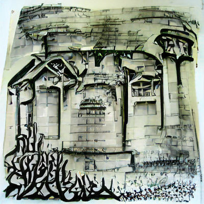 Intricate Ink Drawing of a Crowned Grave
