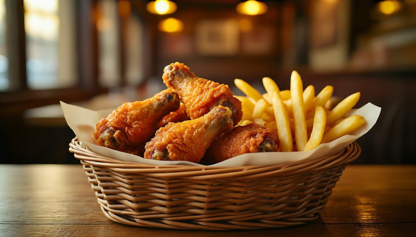 Crispy Fried Chicken and Fries Still Life