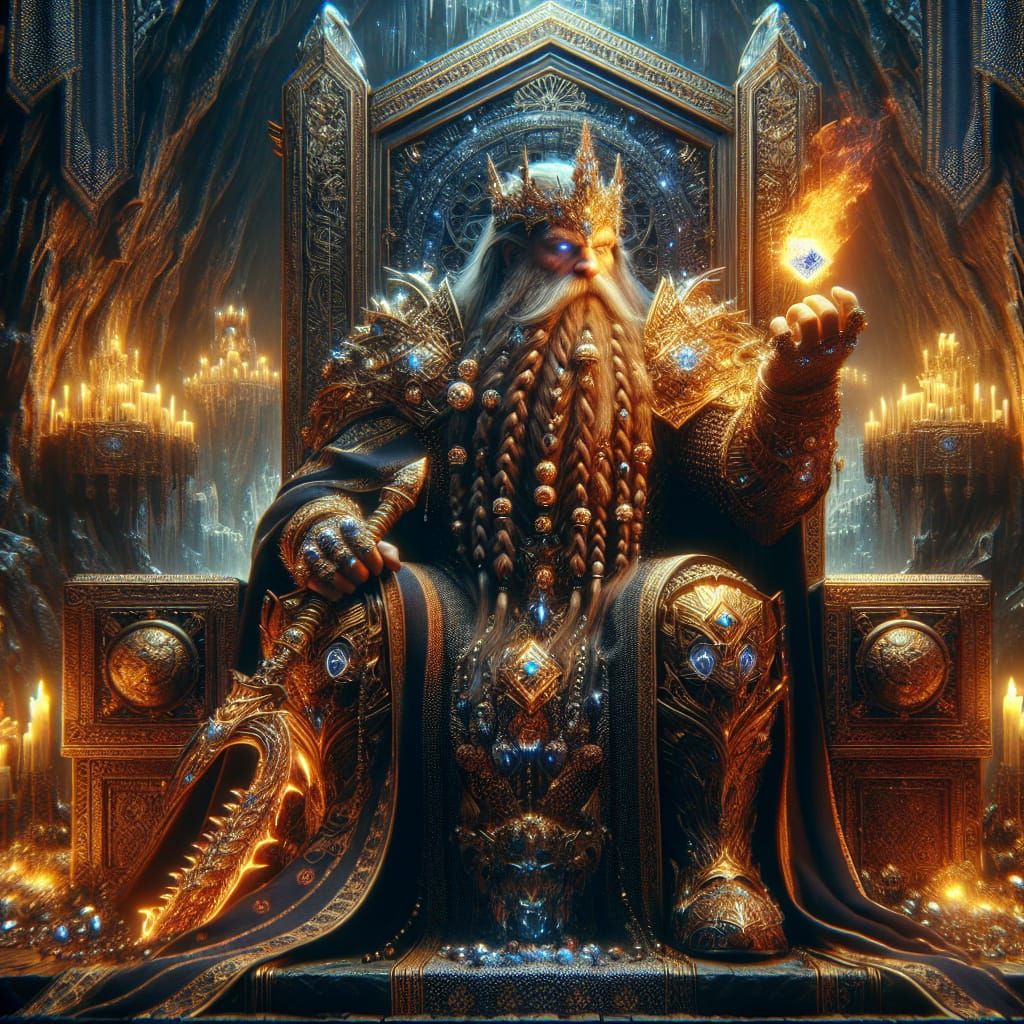 Dwarf King on Throne in Grand Cave Kingdom