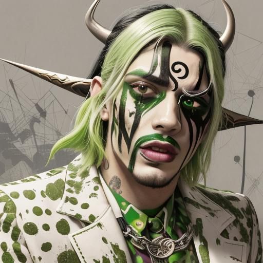 Surreal Cyberpunk Portrait with Green Paint