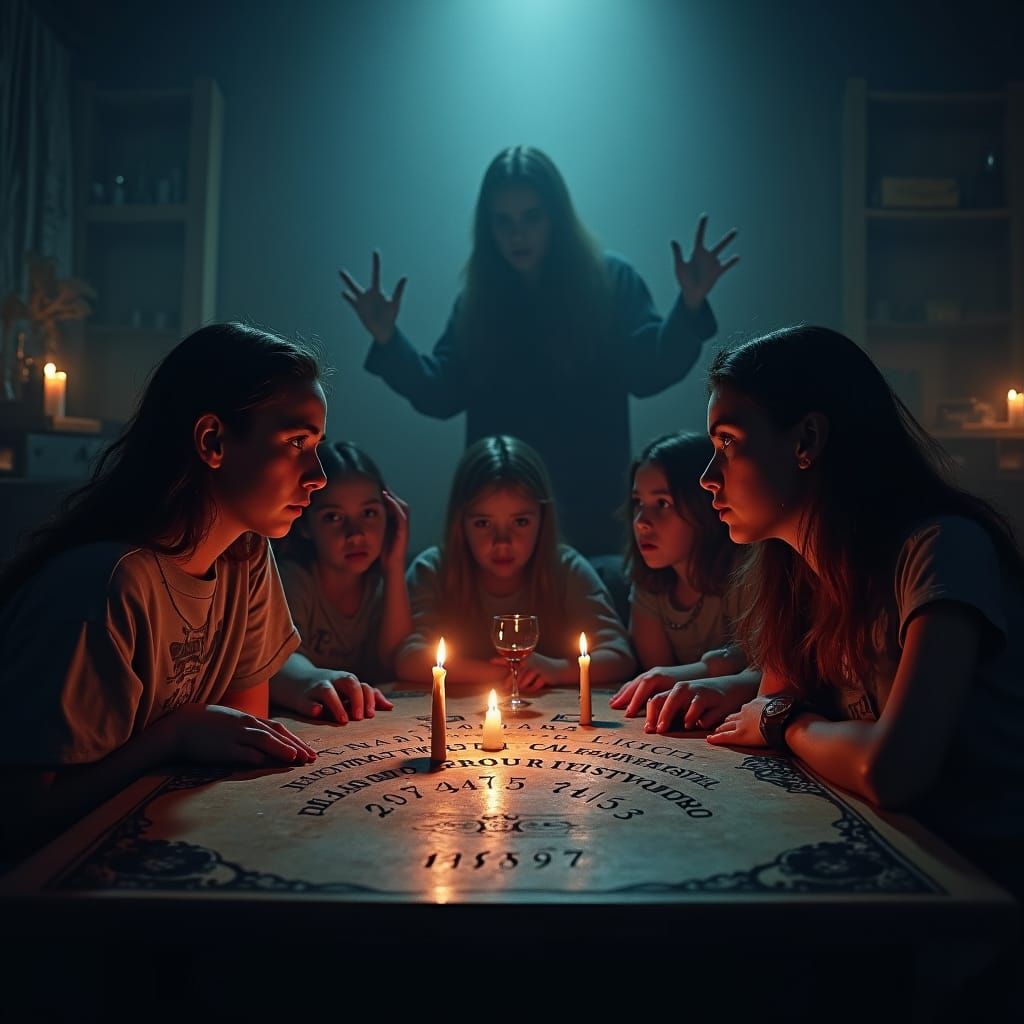 Terrified Teenagers Confront Shadowy Figure in Dark Room