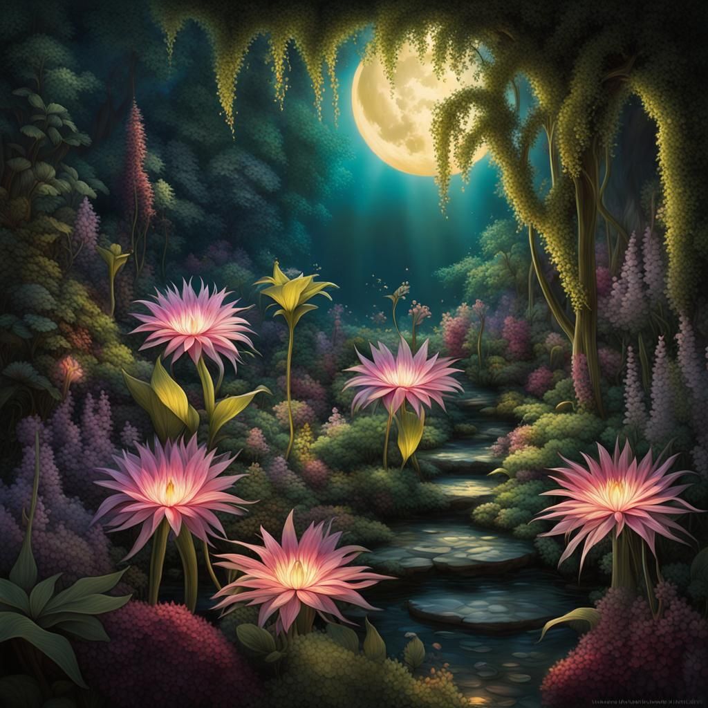 Mystical Garden: Magical Plants in Graffiti Art Style