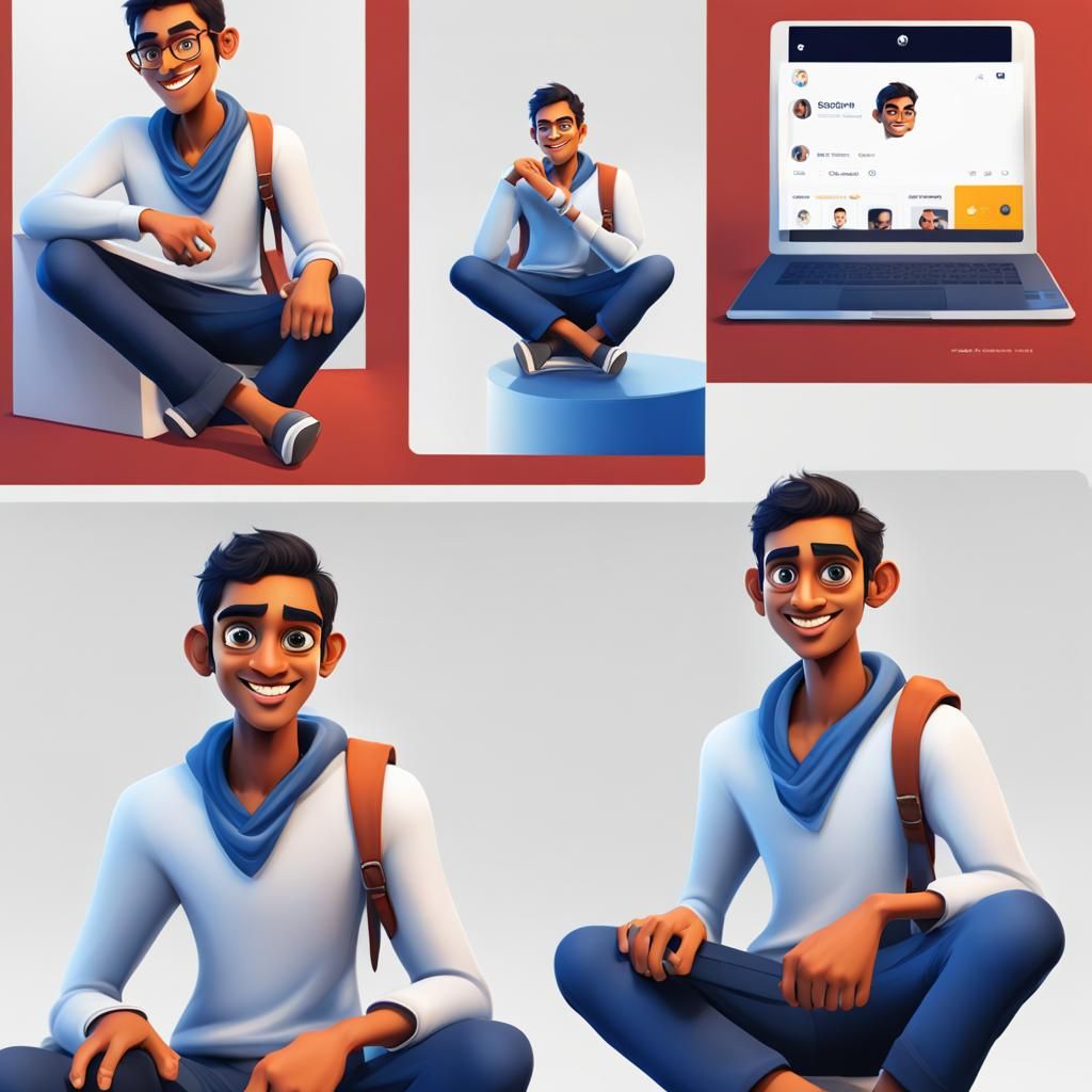 Boy on Facebook Logo: 3D Animated Illustration