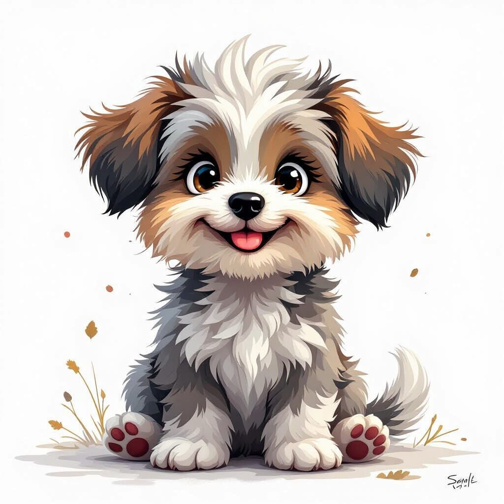 Happy Lopaloosa Puppy with Frazzled Hair in Sam Toft Style