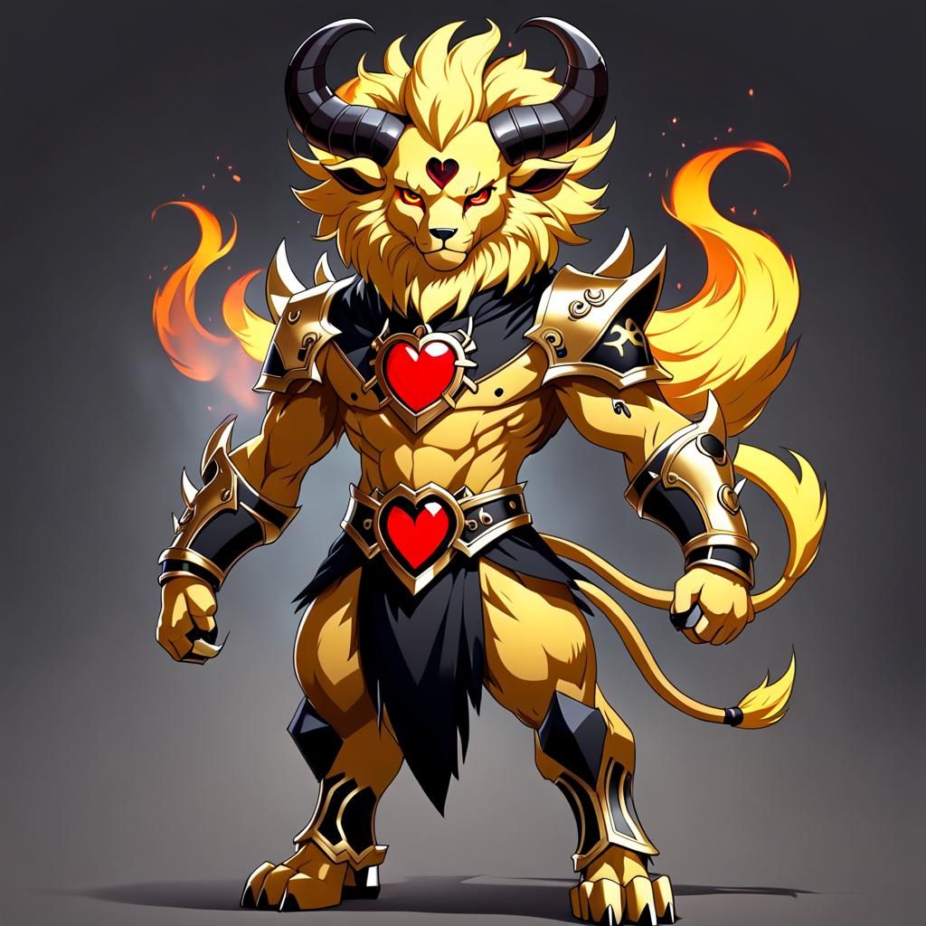 Golden Lion Fursona with Demonic Features