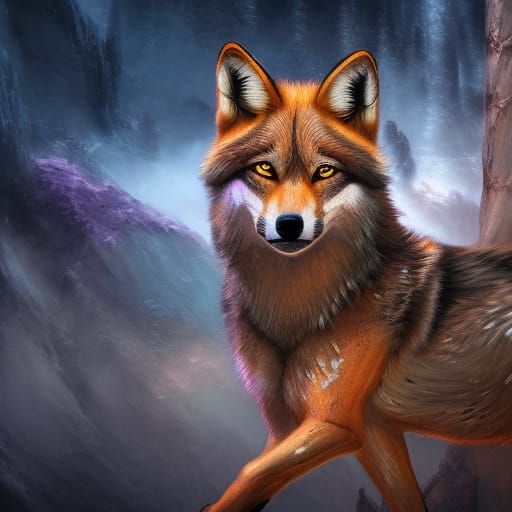 Fantasy Wolf in Detailed Matte Painting Style