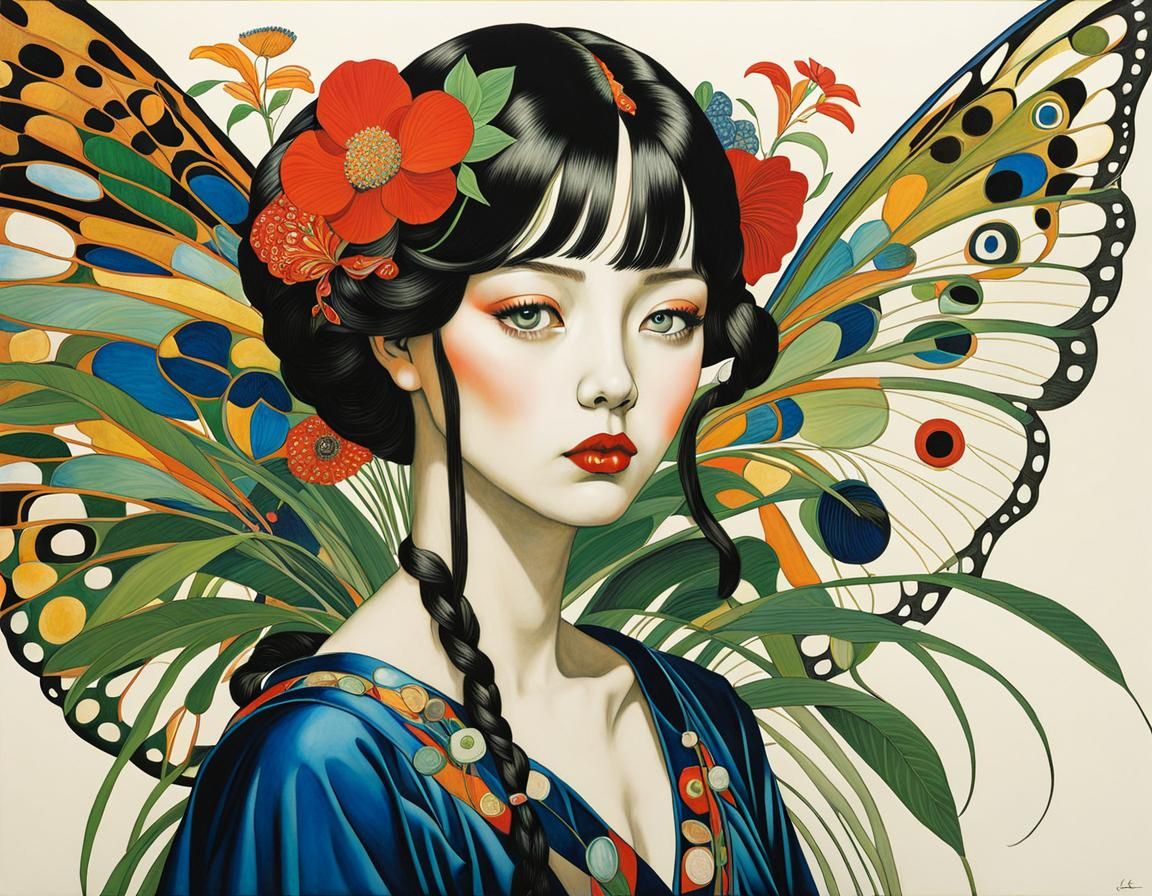 Elegant Organic Line Drawing in Art Nouveau Style