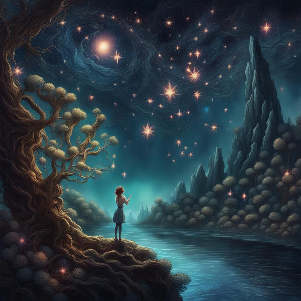 Botanical Star Child: Detailed Fantasy Concept Art