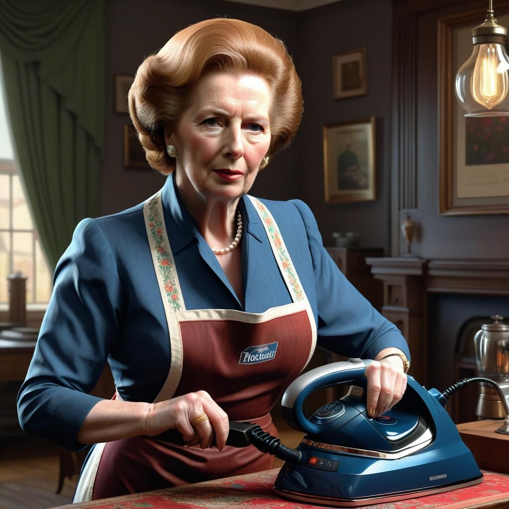 Margaret Thatcher Portrait in Cosy Living Room