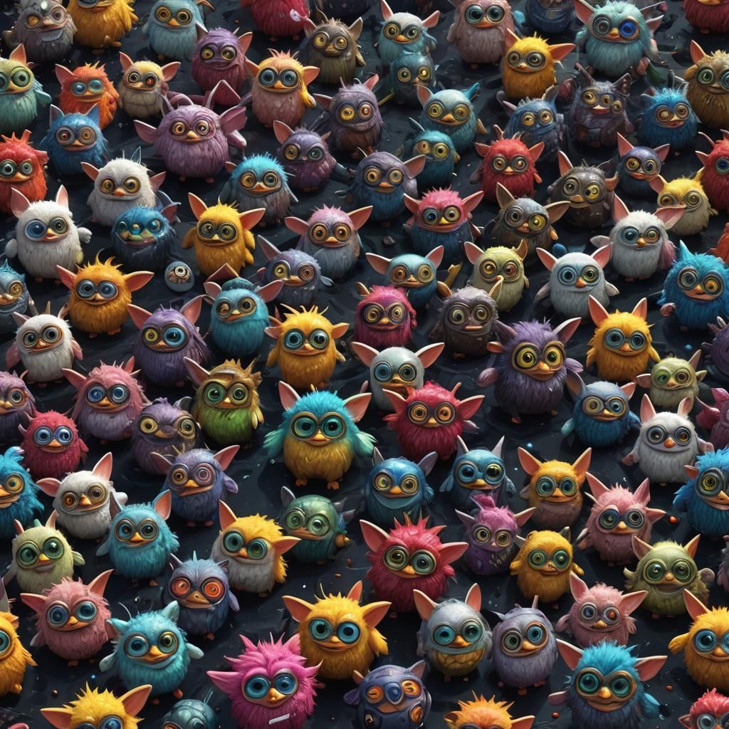 Alien Furby with Spaceships: Detailed Matte Painting