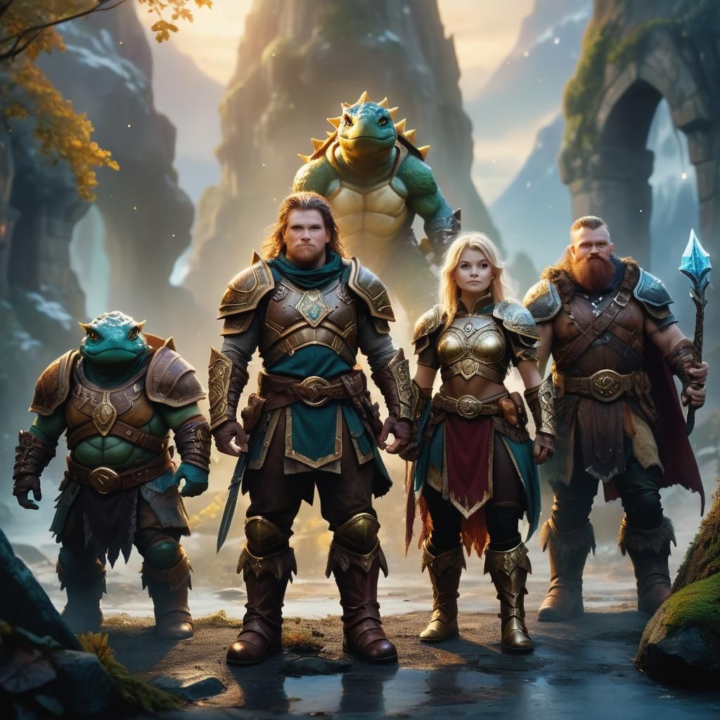 Fantasy Fellowship of Heroes in Cinematic Style
