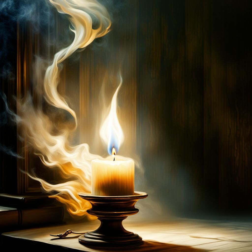 Flickering Candle Flame in Chiaroscuro Sepia Tone