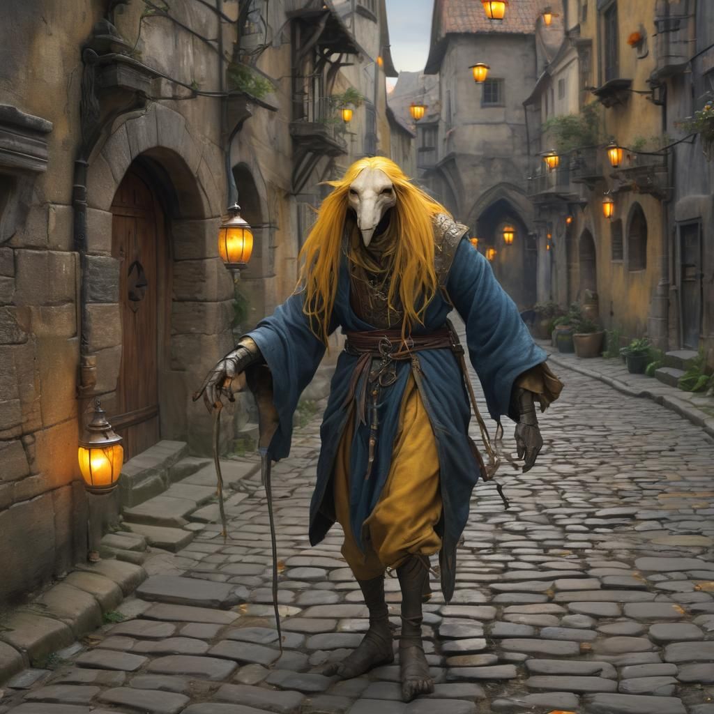 Brian Froud Goblin Prowls Dark Medieval City