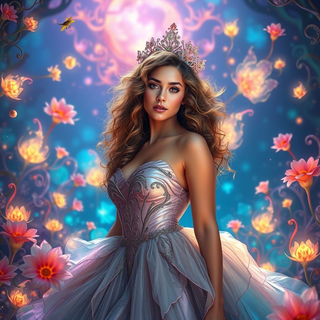 Regal Goddess in Whimsical Wonderland