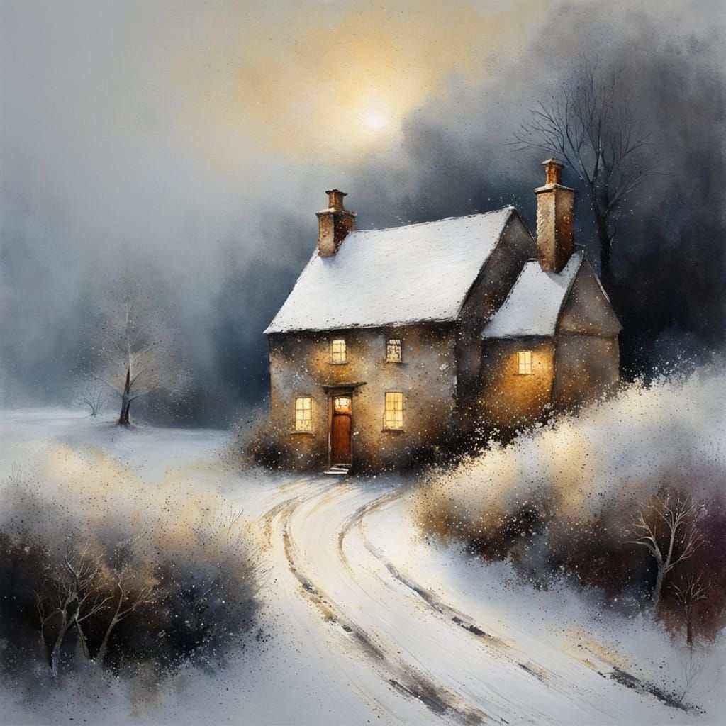 Cozy House in Snow, Stewart Edmondson Style