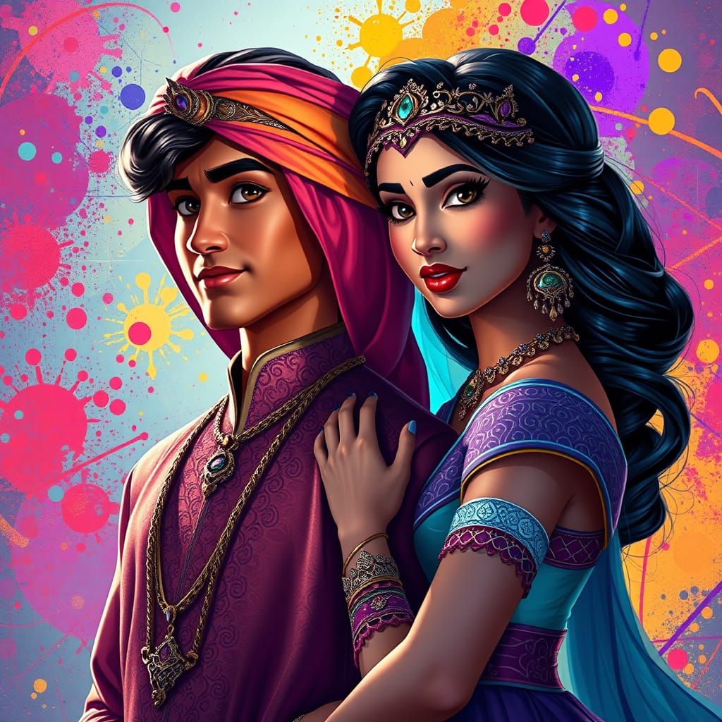 Aladdin and Jasmine in Arabian Nights Style