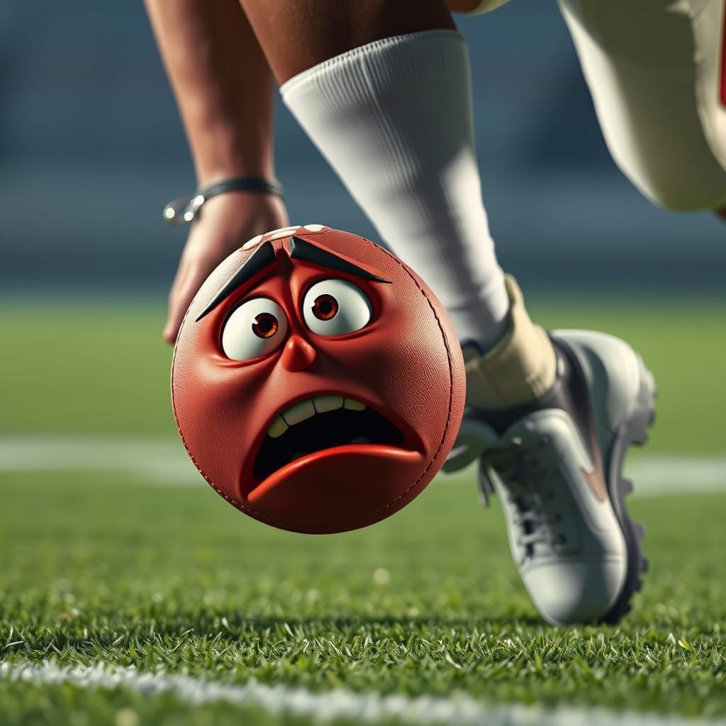 Scared Football Faces Off Against Lunging Player in Pixar St...