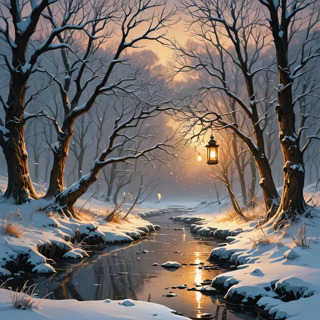 Bleak Midwinter Landscape in High-Fantasy Style