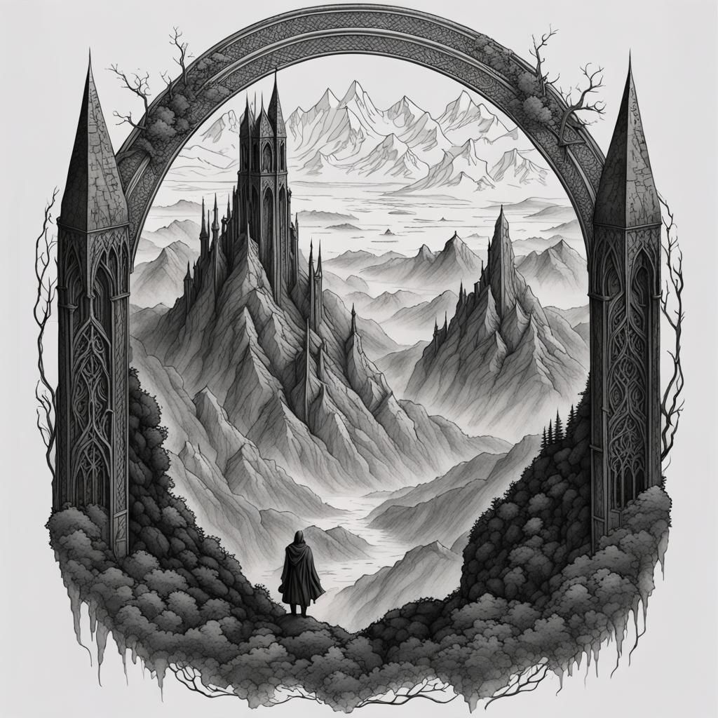 Lord of the Rings Blackwork Tattoo Design
