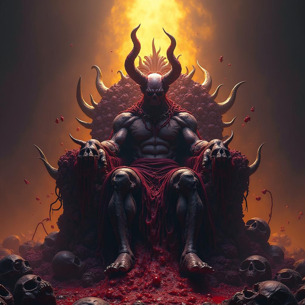 Evil God of War on Skull Throne: Dark Fantasy