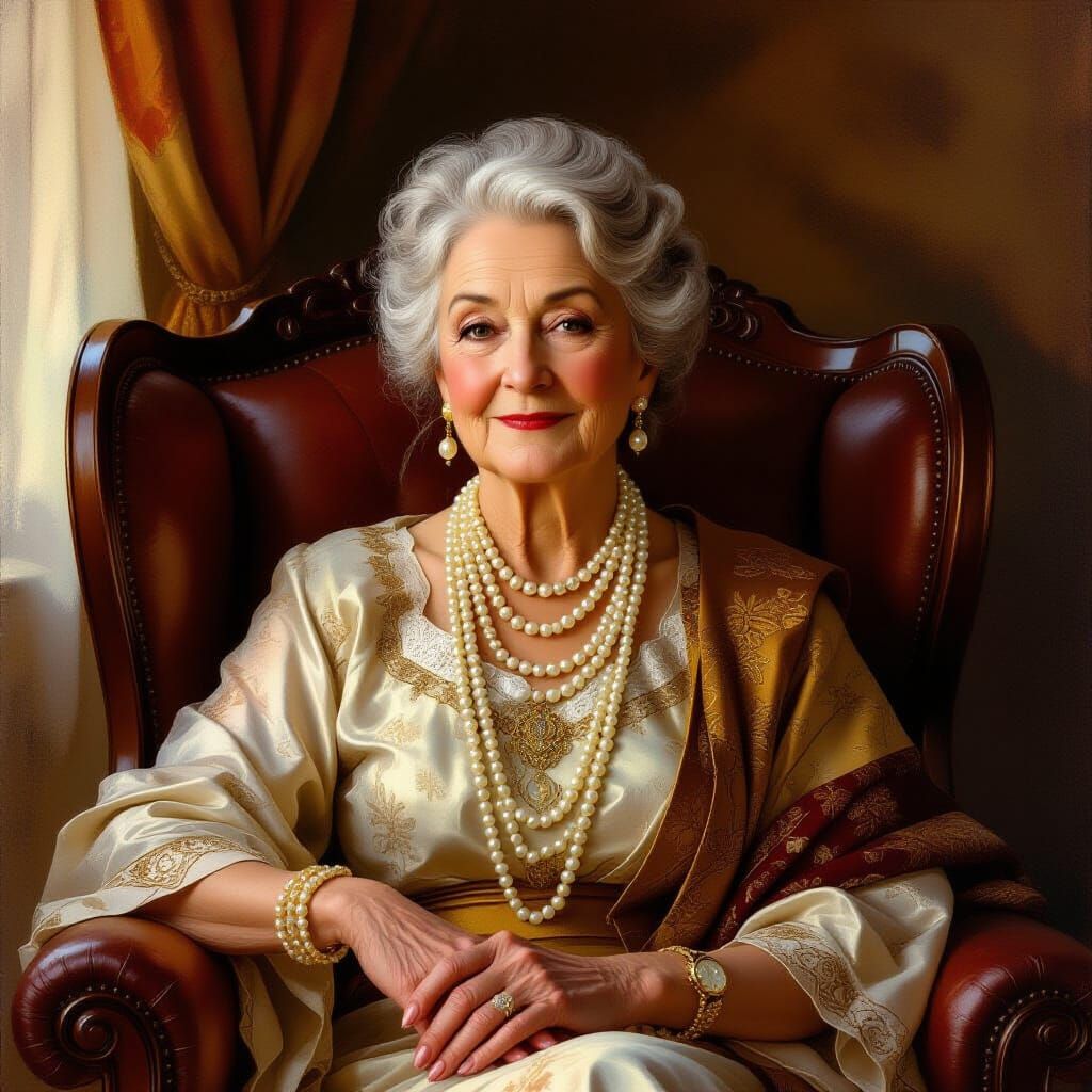 Elegant Old Woman Portrait in Classical Style