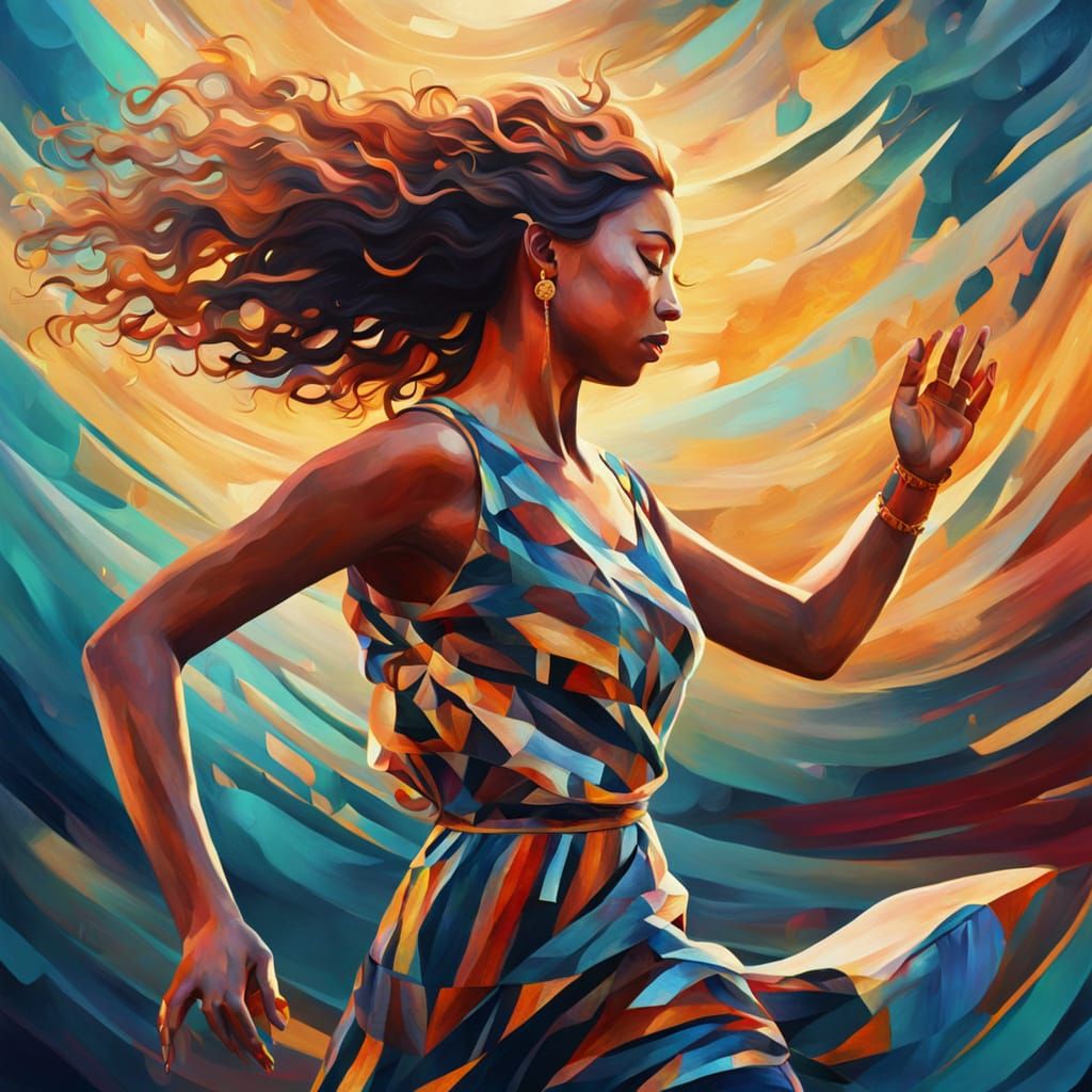 Surrealist Oil Painting of a Dancing Woman