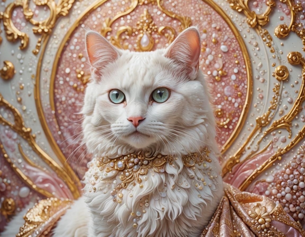 Baroque Cat Portrait in Pointillism Style