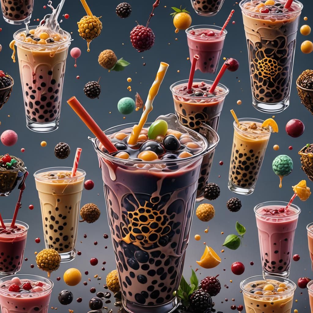 Fantastical Boba Tea Concept Art in Deep Color