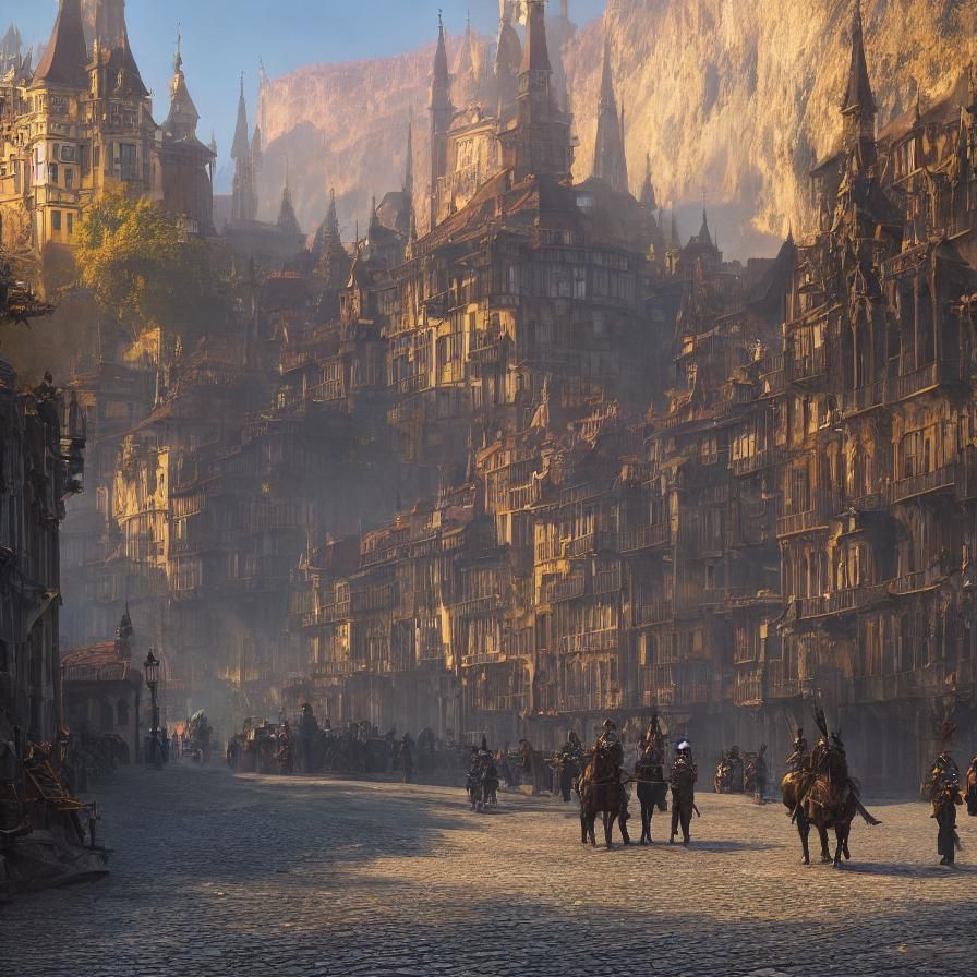 Town Guards in Lindenplatz: Detailed Matte Painting