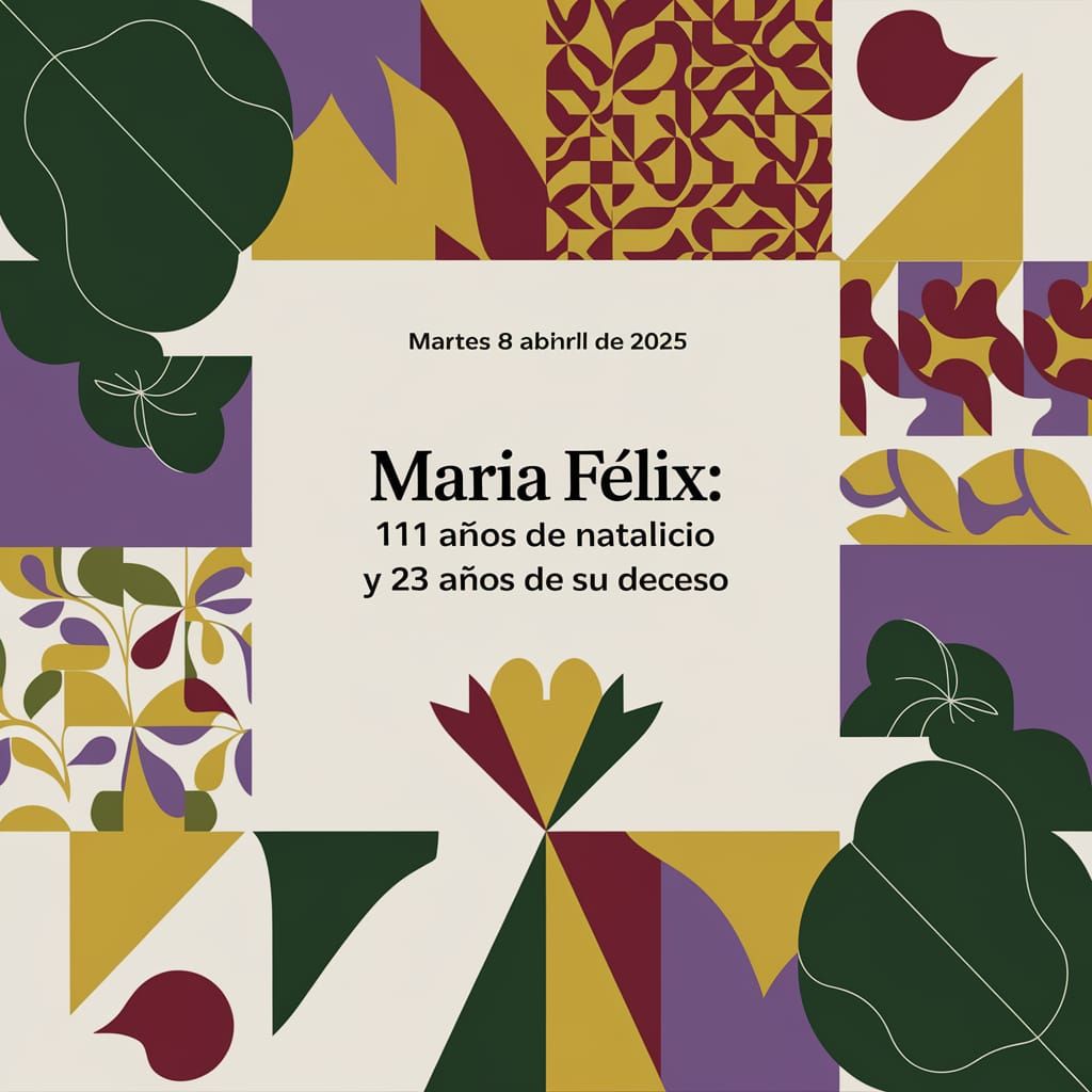 Vibrant Memorial Card for María Félix in Abstract Art Style