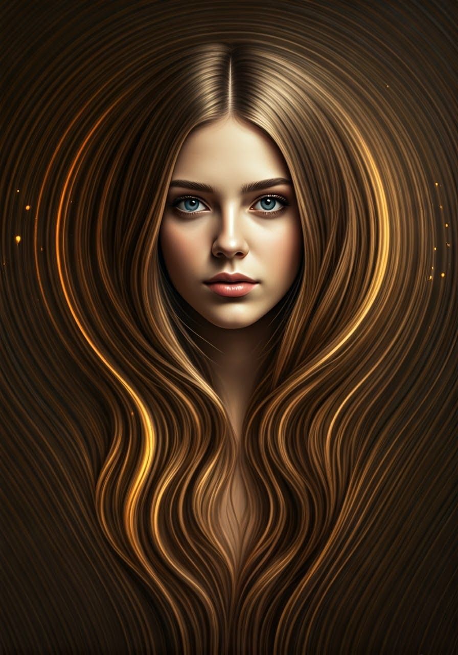 Enchanting Girl in Vibrant Aura with Expressive Facial Featu...