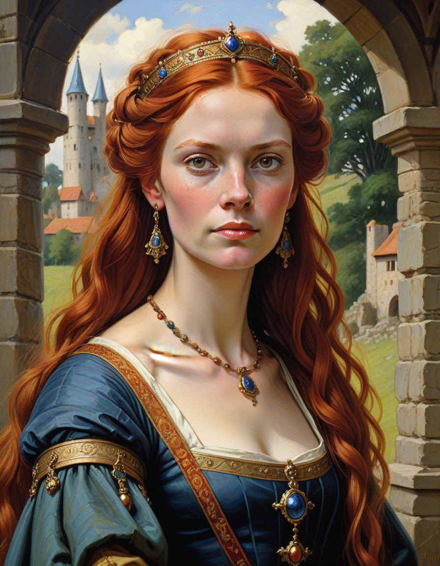 Medieval Queen in Oil Painting Style