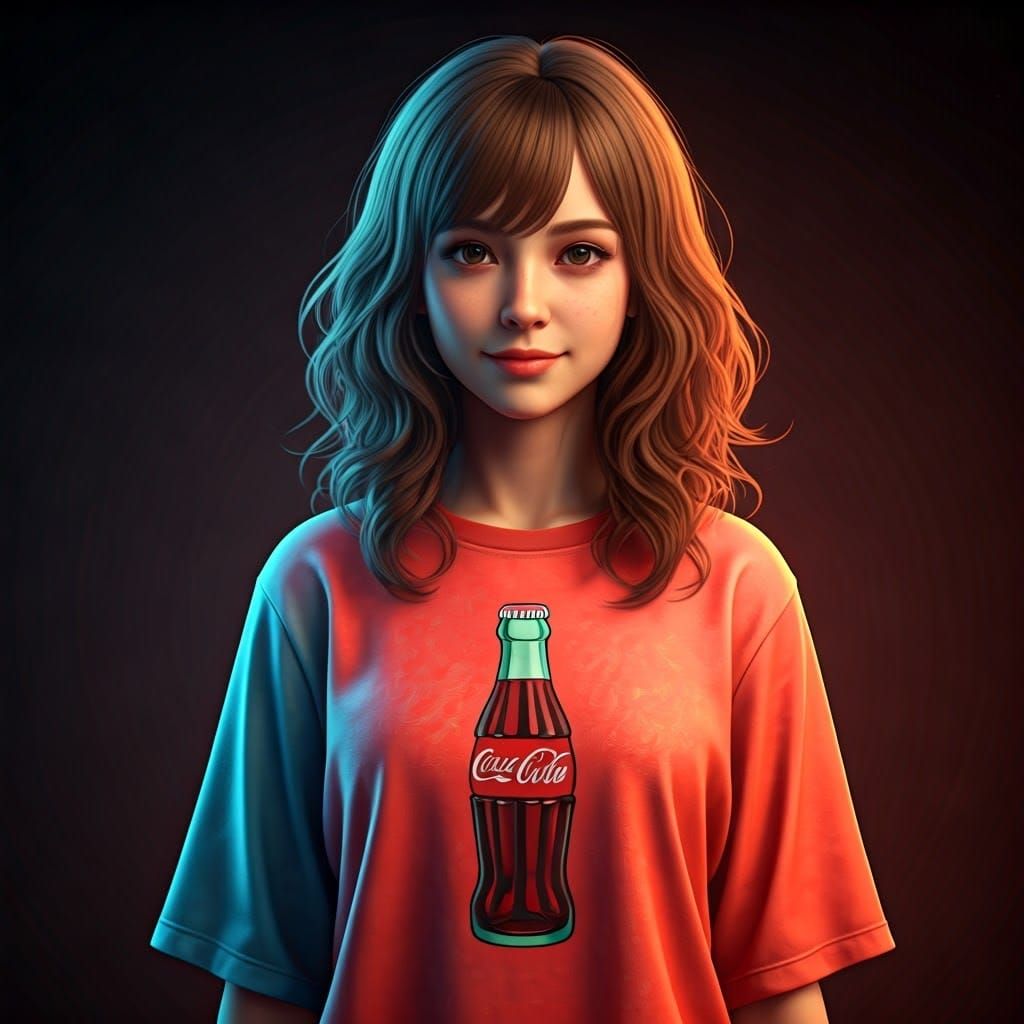 Vibrant Young Woman in Coca-Cola Branded Shirt