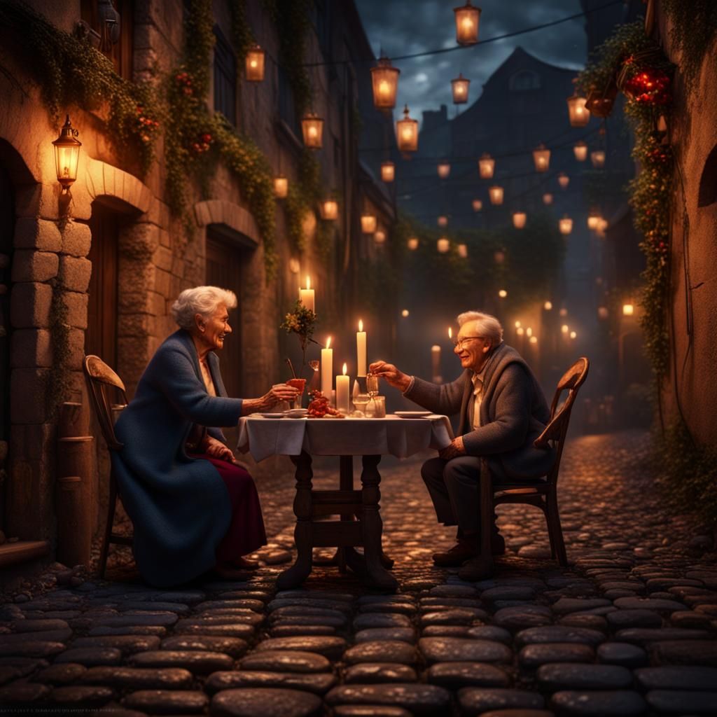 Romantic Candlelit Dinner in Cobblestone Alley