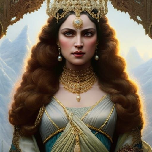 Mountain Goddess Portrait in Hyperrealist Style