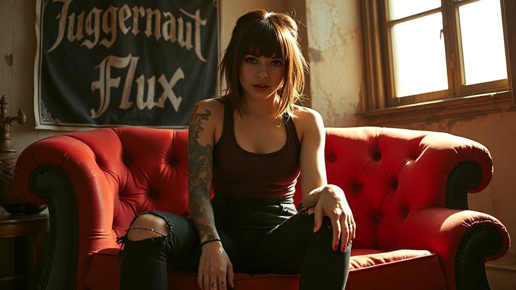Punk Woman on Red Couch ⚙️ JFL [ws 16:9]